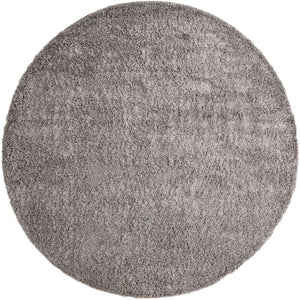 Cloud Gray 10' x 10' Solid Shag Round Area Rug Thick Soft Touch Fluffy & Plush Shaggy Pile