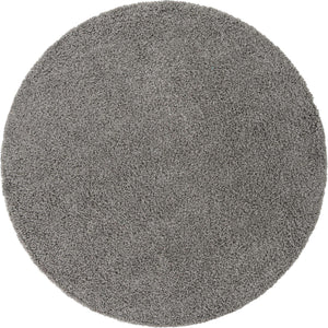 Cloud Gray 7' 1 x 7' 1 Solid Shag Round Area Rug Thick Soft Touch Fluffy & Plush Shaggy Pile