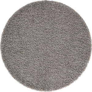 Cloud Gray 5' 3 x 5' 3 Solid Shag Round Area Rug Thick Soft Touch Fluffy & Plush Shaggy Pile