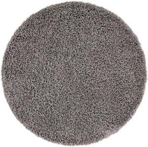 Cloud Gray 4' 1 x 4' 1 Solid Shag Round Area Rug Thick Soft Touch Fluffy & Plush Shaggy Pile