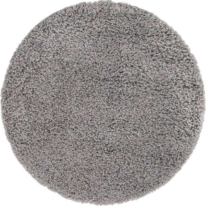 Cloud Gray 3' 1 x 3' 1 Solid Shag Round Area Rug Thick Soft Touch Fluffy & Plush Shaggy Pile