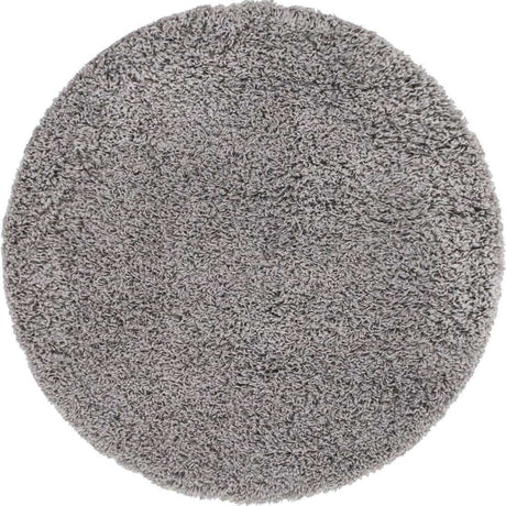 Cloud Gray 3' 1 x 3' 1 Solid Shag Round Area Rug Thick Soft Touch Fluffy & Plush Shaggy Pile