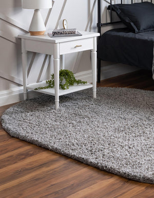 Cloud Gray 5' 3 x 8' Solid Shag Oval Area Rug Thick Soft Touch Fluffy & Plush Shaggy Pile
