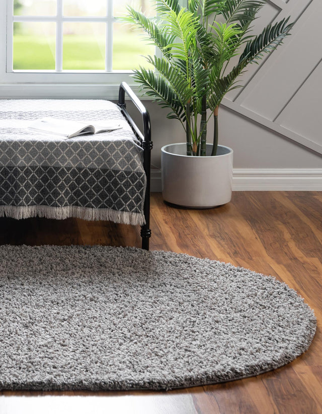 Cloud Gray 5' 3 x 8' Solid Shag Oval Area Rug Thick Soft Touch Fluffy & Plush Shaggy Pile