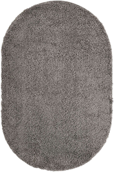 Cloud Gray 5' 3 x 8' Solid Shag Oval Area Rug Thick Soft Touch Fluffy & Plush Shaggy Pile