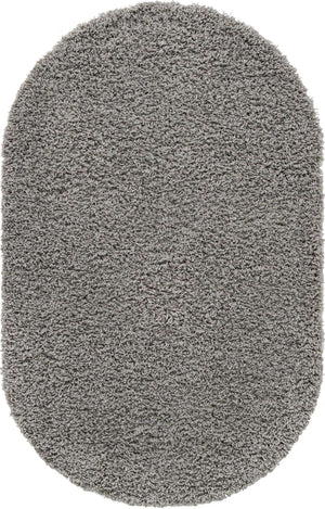 Cloud Gray 3' 1 x 5' 3 Solid Shag Oval Area Rug Thick Soft Touch Fluffy & Plush Shaggy Pile