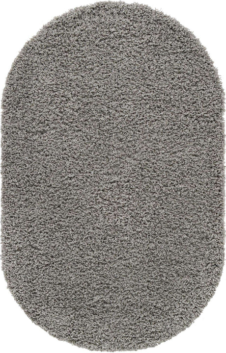 Cloud Gray 3' 1 x 5' 3 Solid Shag Oval Area Rug Thick Soft Touch Fluffy & Plush Shaggy Pile