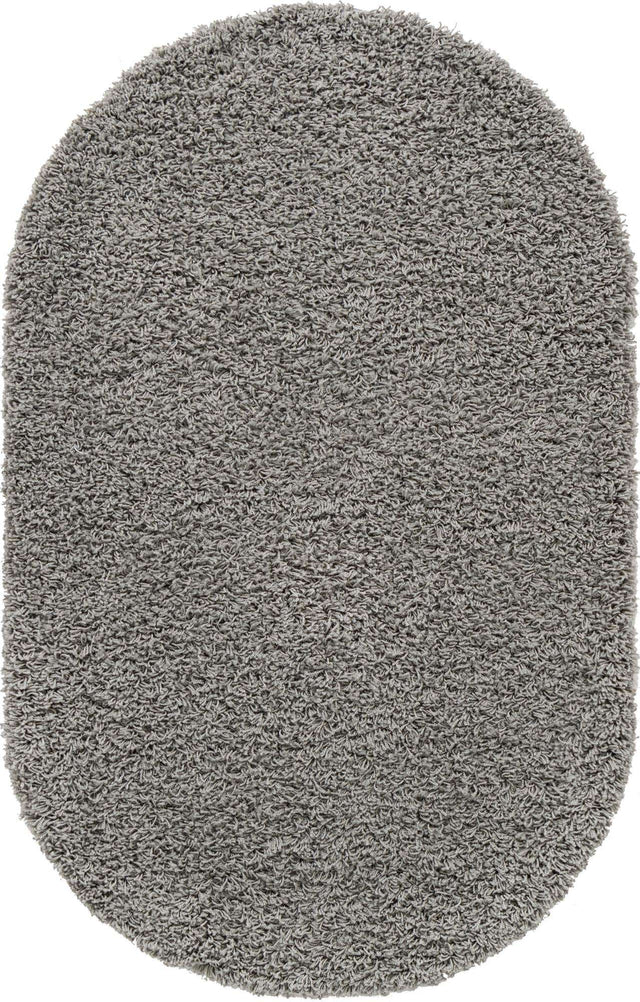 Cloud Gray 3' 1 x 5' 3 Solid Shag Oval Area Rug Thick Soft Touch Fluffy & Plush Shaggy Pile