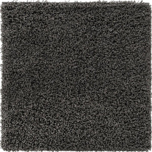 Graphite Gray 3' 1 x 3' 1 Solid Shag Square Area Rug Thick Soft Touch Fluffy & Plush Shaggy Pile