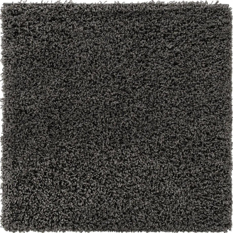 Graphite Gray 3' 1 x 3' 1 Solid Shag Square Area Rug Thick Soft Touch Fluffy & Plush Shaggy Pile