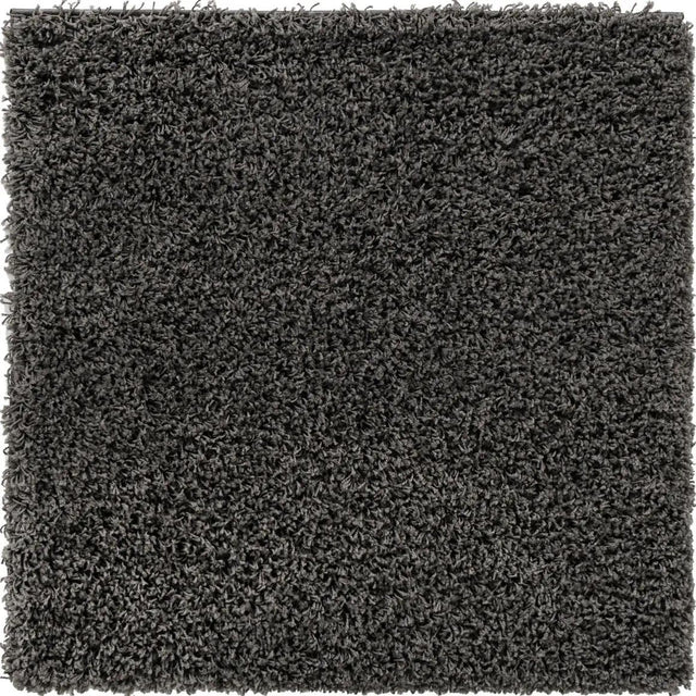 Graphite Gray 3' 1 x 3' 1 Solid Shag Square Area Rug Thick Soft Touch Fluffy & Plush Shaggy Pile