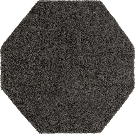 Graphite Gray 7' 10 x 7' 10 Solid Shag Octagon Area Rug Thick Soft Touch Fluffy & Plush Shaggy Pile