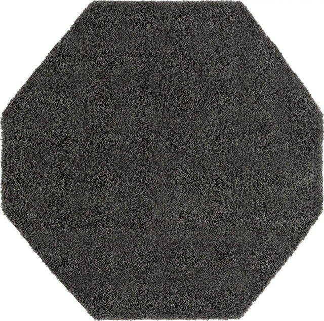 Graphite Gray 7' 10 x 7' 10 Solid Shag Octagon Area Rug Thick Soft Touch Fluffy & Plush Shaggy Pile