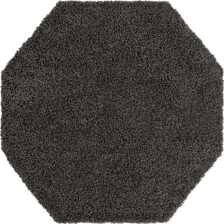 Graphite Gray 6' 1 x 6' 1 Solid Shag Octagon Area Rug Thick Soft Touch Fluffy & Plush Shaggy Pile