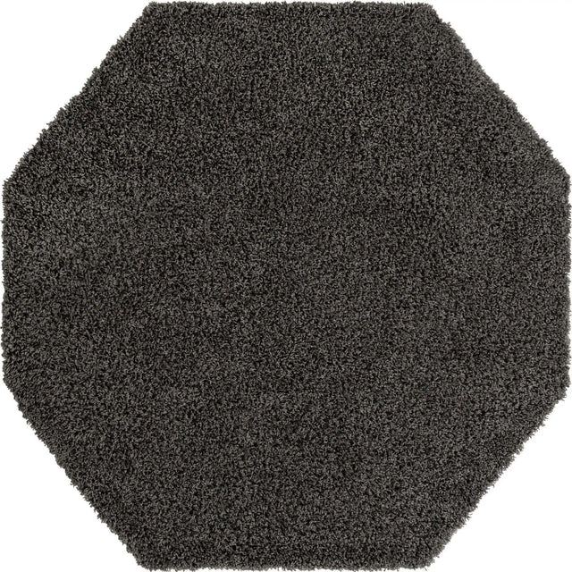 Graphite Gray 6' 1 x 6' 1 Solid Shag Octagon Area Rug Thick Soft Touch Fluffy & Plush Shaggy Pile