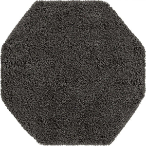 Graphite Gray 4' 1 x 4' 1 Solid Shag Octagon Area Rug Thick Soft Touch Fluffy & Plush Shaggy Pile