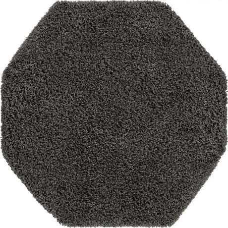 Graphite Gray 4' 1 x 4' 1 Solid Shag Octagon Area Rug Thick Soft Touch Fluffy & Plush Shaggy Pile