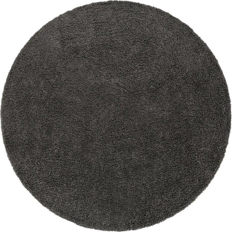 Graphite Gray 12' x 12' Solid Shag Round Area Rug Thick Soft Touch Fluffy & Plush Shaggy Pile