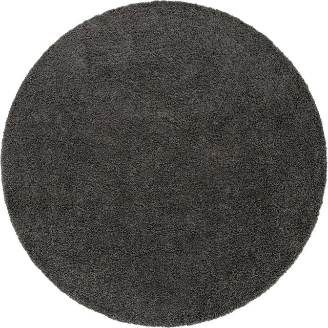 Graphite Gray 12' x 12' Solid Shag Round Area Rug Thick Soft Touch Fluffy & Plush Shaggy Pile