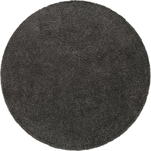 Graphite Gray 10' x 10' Solid Shag Round Area Rug Thick Soft Touch Fluffy & Plush Shaggy Pile