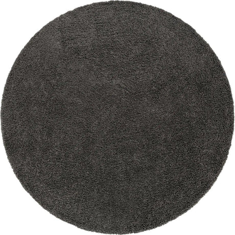 Graphite Gray 10' x 10' Solid Shag Round Area Rug Thick Soft Touch Fluffy & Plush Shaggy Pile