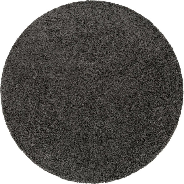 Graphite Gray 10' x 10' Solid Shag Round Area Rug Thick Soft Touch Fluffy & Plush Shaggy Pile