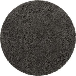 Graphite Gray 7' 1 x 7' 1 Solid Shag Round Area Rug Thick Soft Touch Fluffy & Plush Shaggy Pile