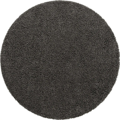 Graphite Gray 7' 1 x 7' 1 Solid Shag Round Area Rug Thick Soft Touch Fluffy & Plush Shaggy Pile