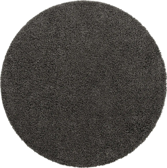 Graphite Gray 7' 1 x 7' 1 Solid Shag Round Area Rug Thick Soft Touch Fluffy & Plush Shaggy Pile