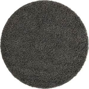 Graphite Gray 5' 3 x 5' 3 Solid Shag Round Area Rug Thick Soft Touch Fluffy & Plush Shaggy Pile