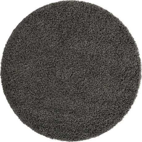 Graphite Gray 5' 3 x 5' 3 Solid Shag Round Area Rug Thick Soft Touch Fluffy & Plush Shaggy Pile