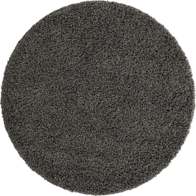 Graphite Gray 5' 3 x 5' 3 Solid Shag Round Area Rug Thick Soft Touch Fluffy & Plush Shaggy Pile