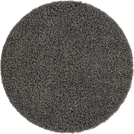 Graphite Gray 4' 1 x 4' 1 Solid Shag Round Area Rug Thick Soft Touch Fluffy & Plush Shaggy Pile
