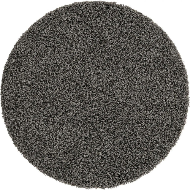 Graphite Gray 4' 1 x 4' 1 Solid Shag Round Area Rug Thick Soft Touch Fluffy & Plush Shaggy Pile