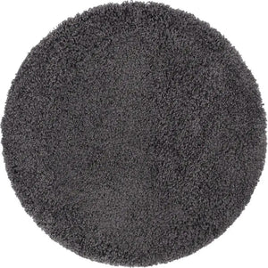 Graphite Gray 3' 1 x 3' 1 Solid Shag Round Area Rug Thick Soft Touch Fluffy & Plush Shaggy Pile