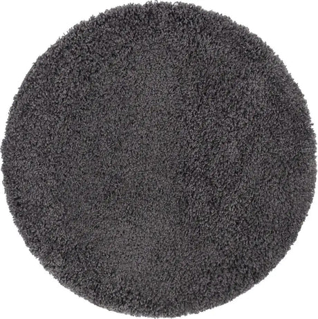 Graphite Gray 3' 1 x 3' 1 Solid Shag Round Area Rug Thick Soft Touch Fluffy & Plush Shaggy Pile