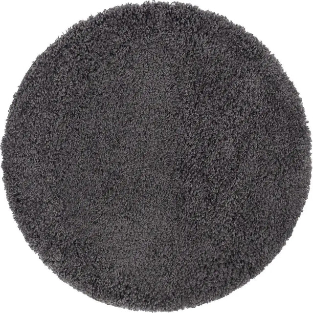Graphite Gray 3' 1 x 3' 1 Solid Shag Round Area Rug Thick Soft Touch Fluffy & Plush Shaggy Pile