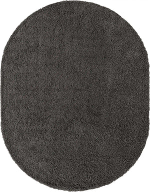 Graphite Gray 7' 10 x 10' Solid Shag Oval Area Rug Thick Soft Touch Fluffy & Plush Shaggy Pile