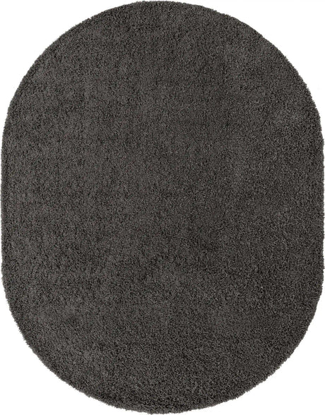 Graphite Gray 7' 10 x 10' Solid Shag Oval Area Rug Thick Soft Touch Fluffy & Plush Shaggy Pile