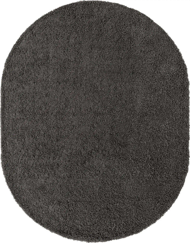 Graphite Gray 7' 10 x 10' Solid Shag Oval Area Rug Thick Soft Touch Fluffy & Plush Shaggy Pile