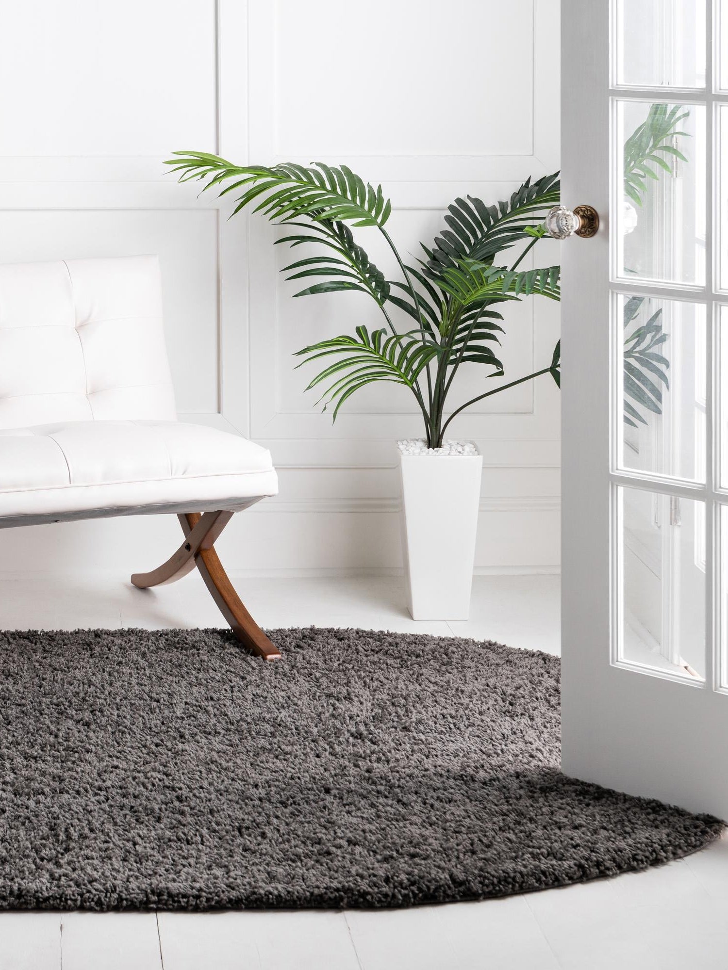 Graphite Gray 7' 10 x 10' Solid Shag Oval Area Rug Thick Soft Touch Fluffy & Plush Shaggy Pile Durable Minimalist Carpet for Classic Interior Design for Sale at Rug Engine