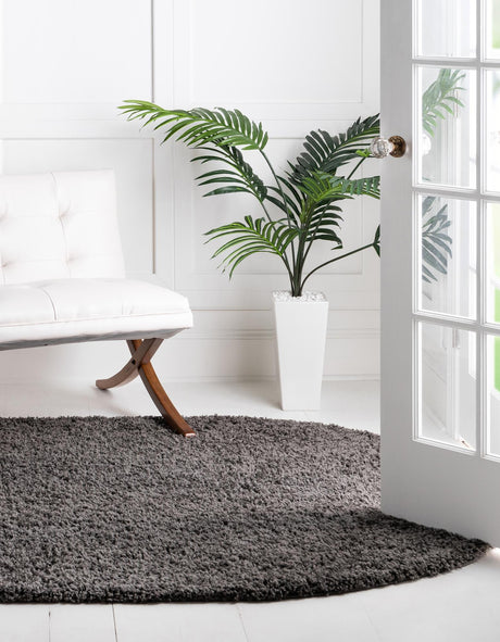 Graphite Gray 7' 10 x 10' Solid Shag Oval Area Rug Thick Soft Touch Fluffy & Plush Shaggy Pile Durable Minimalist Carpet for Classic Interior Design for Sale at Rug Engine