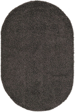 Graphite Gray 5' 3 x 8' Solid Shag Oval Area Rug Thick Soft Touch Fluffy & Plush Shaggy Pile