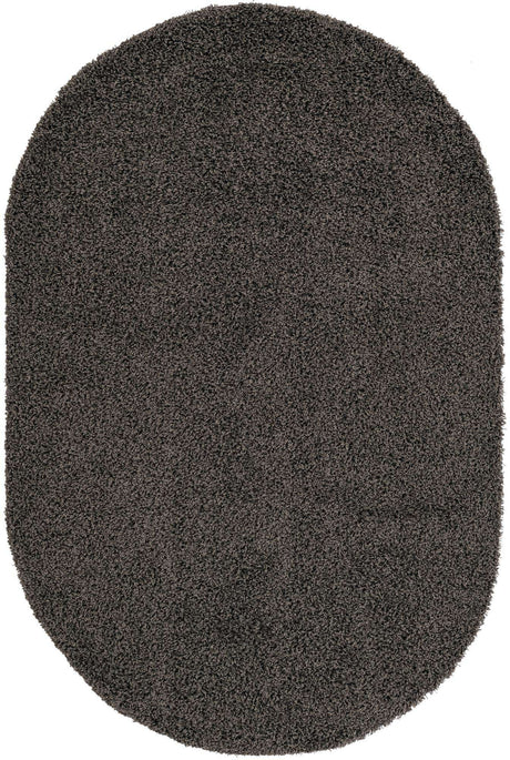 Graphite Gray 5' 3 x 8' Solid Shag Oval Area Rug Thick Soft Touch Fluffy & Plush Shaggy Pile