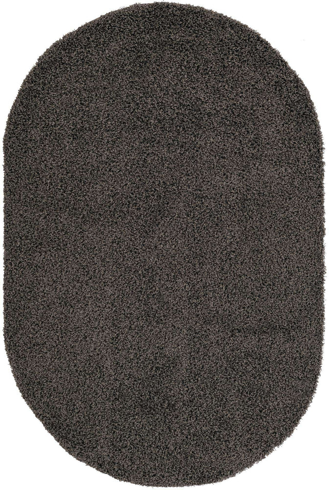 Graphite Gray 5' 3 x 8' Solid Shag Oval Area Rug Thick Soft Touch Fluffy & Plush Shaggy Pile