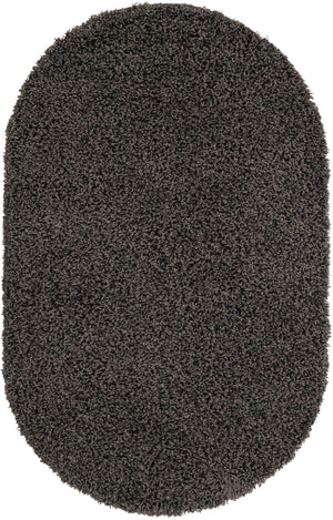 Graphite Gray 3' 1 x 5' 3 Solid Shag Oval Area Rug Thick Soft Touch Fluffy & Plush Shaggy Pile
