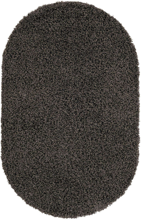 Graphite Gray 3' 1 x 5' 3 Solid Shag Oval Area Rug Thick Soft Touch Fluffy & Plush Shaggy Pile
