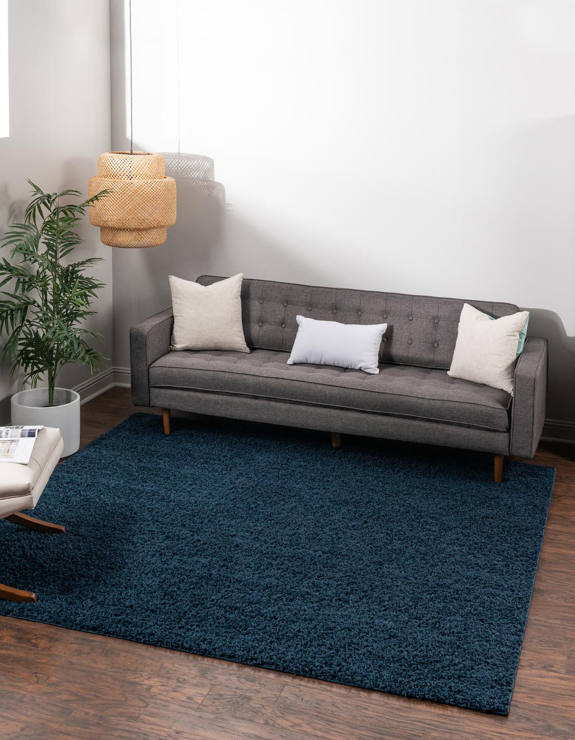 Sapphire Blue 2' 2 x 2' 2 Solid Shag Square Area Rug Thick Soft Touch Fluffy & Plush Shaggy Pile Durable Minimalist Carpet for Classic Interior Design for Sale at Rug Engine