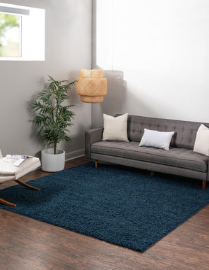 Sapphire Blue 8' x 8' Solid Shag Square Rug
