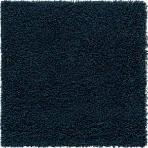 Sapphire Blue 3' 1 x 3' 1 Solid Shag Square Area Rug Thick Soft Touch Fluffy & Plush Shaggy Pile